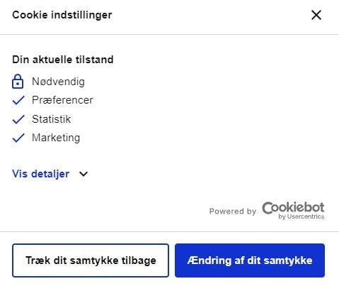 Cookie banner indstillinger